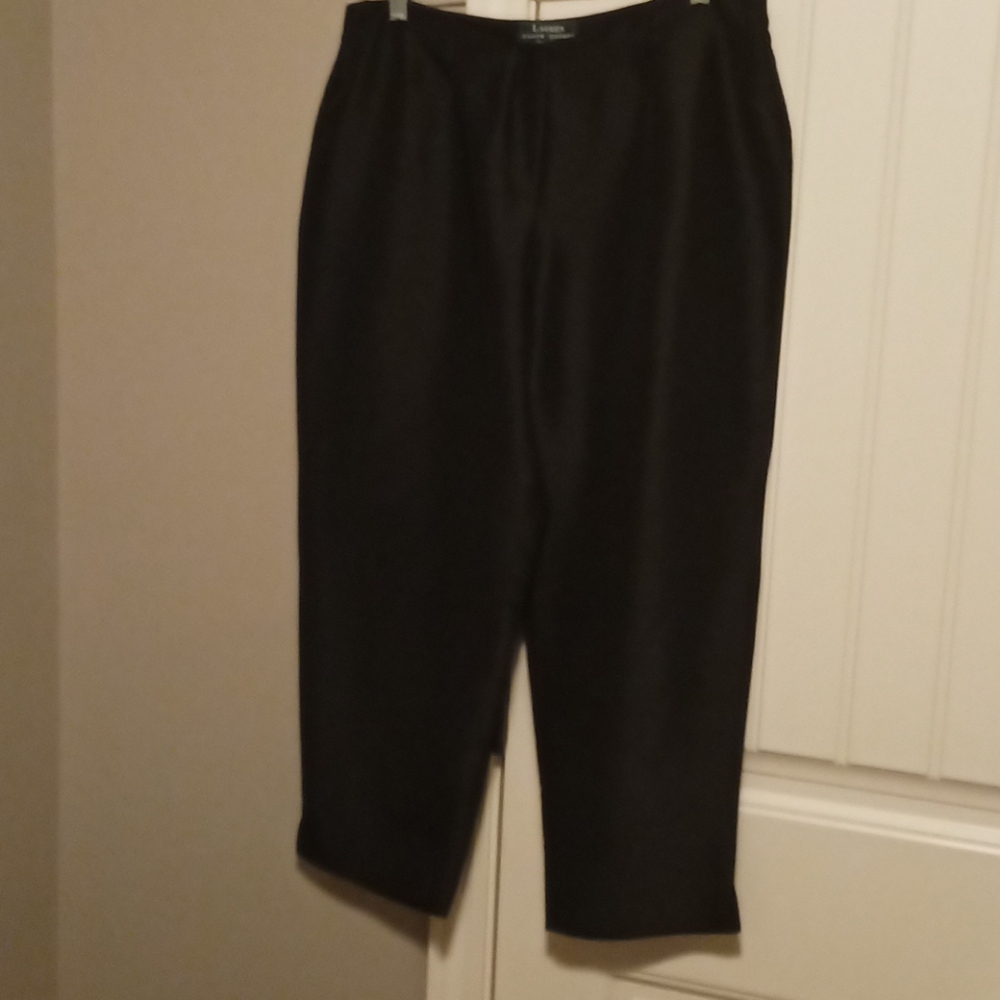 VINTAGE RALPH LAUREN 100% Blk Silk crop pants 12P